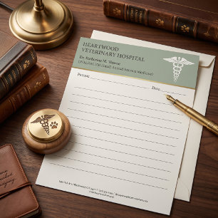 Luxury Veterinary Clinic Letterhead DVM Caduceus 