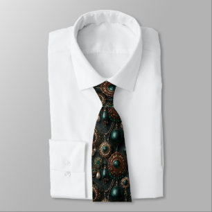 Luxury Vintage Emerald and Pearl Jewellery Pattern Tie