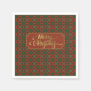 Luxury Vintage Gold and Red Christmas Napkin