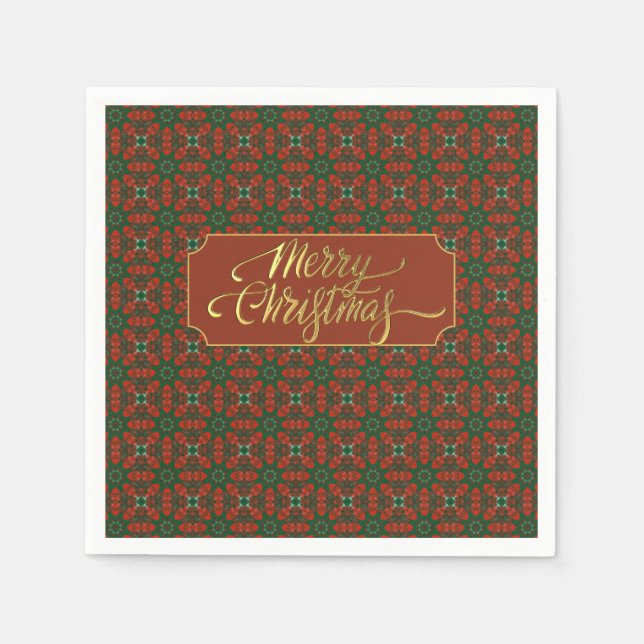 Luxury Vintage Gold and Red Christmas Napkin (Front)