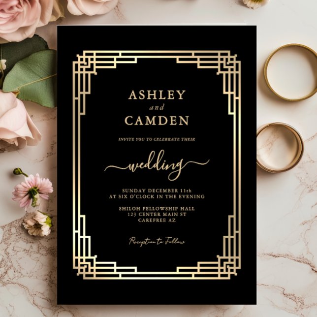 Luxury Vintage Gold Frame Wedding Invitation (Creator Uploaded)