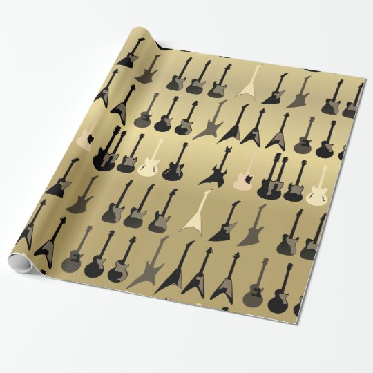 Luxury vintage Guitar Print Wrapping Paper | Zazzle.ca