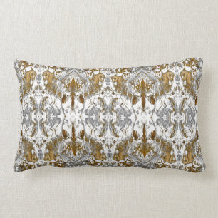 Luxury vintage pattern in gold, white and grey lumbar pillow