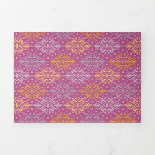 Luxury Vintage Pattern Tri-Fold Announcement