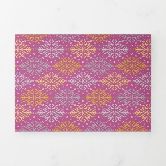 Luxury Vintage Pattern Tri-Fold Invitation (Cover)