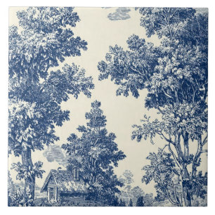 Luxury Vintage Soft Toile Jouy French Countryside Tile