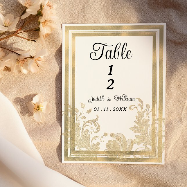 Luxury vintage white gold floral Table Numbers (Luxury vintage white gold floral Table Numbers )