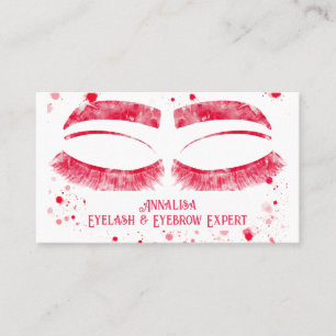 Luxury Watercolor Eyelash & Brow Beauty, Hot Pink Business Card