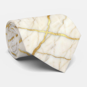 Luxury Wedding & Event Tie White & Gold Marble