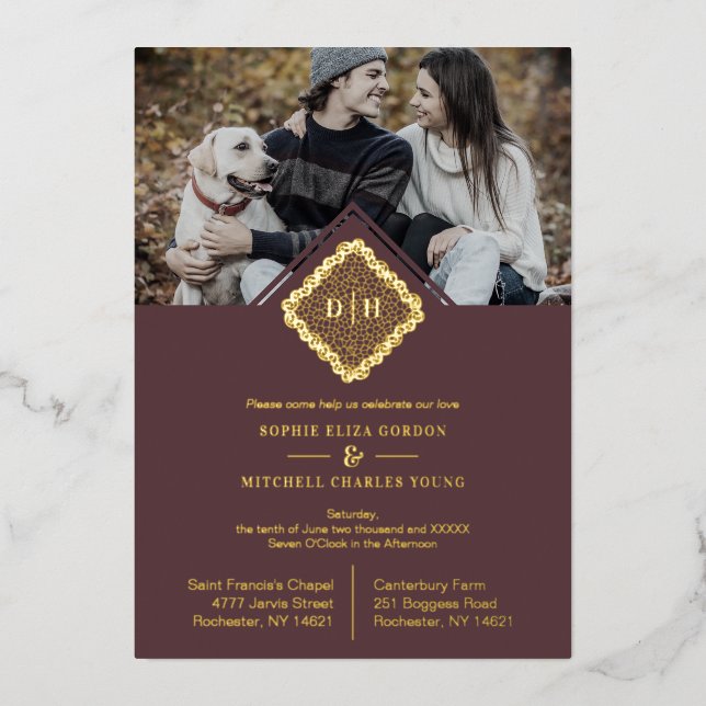 Luxury Wedding Initials Ornamental Lace Effect (Front)