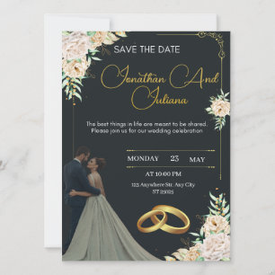 Luxury Wedding Invitation Black and Gold