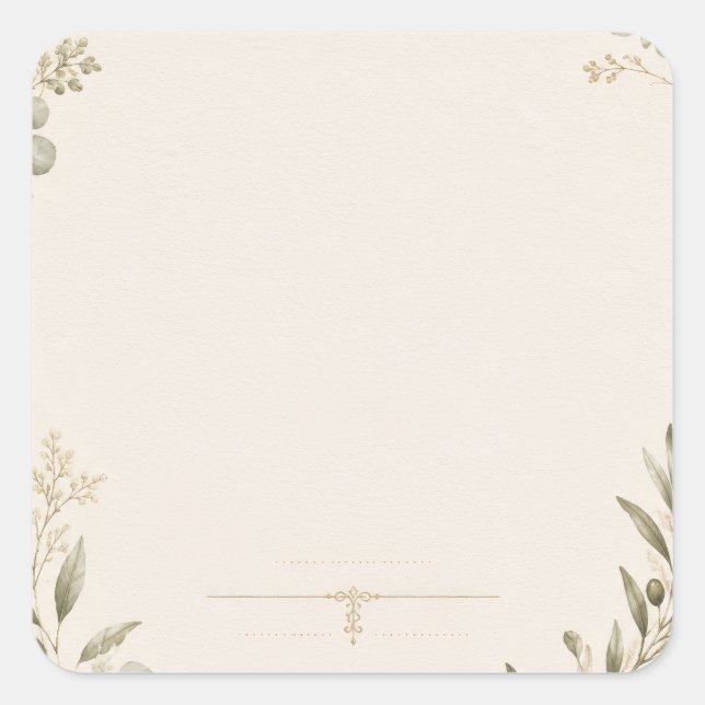 Luxury Wedding Invitation – Minimalist Ivory  Square Sticker (Front)