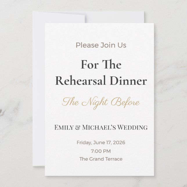 Luxury Wedding Invite | Custom Rehearsal Dinner (Front)
