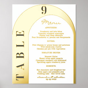 Luxury Wedding Menu and Table Number Gold Silver Foil Prints