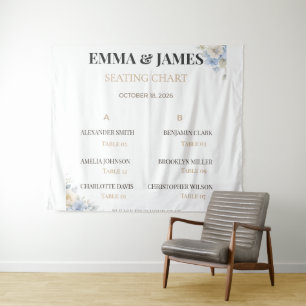 Luxury Wedding Seating Chart   Elegant Fabric Sign Tapestry
