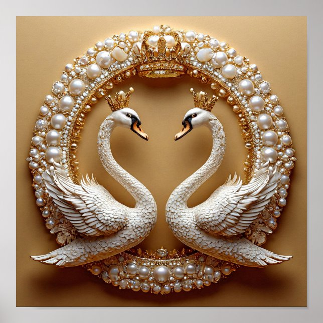 Luxury Wedding Swans Eternal Love Romantic Art 🦢 Poster (Front)