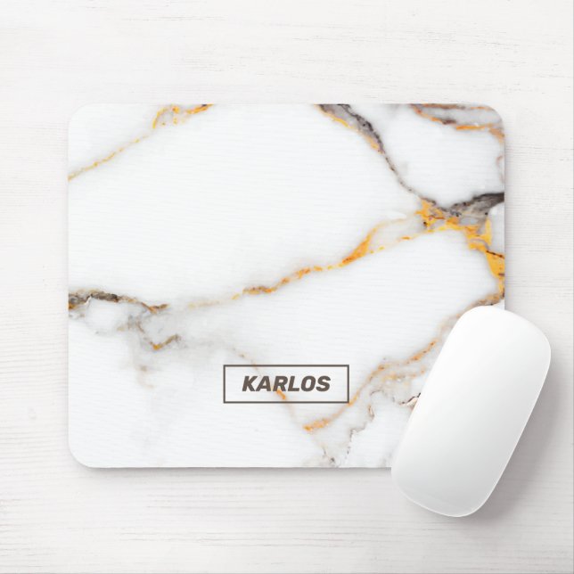 Luxury white and geige faux marble stone mouse pad (With Mouse)