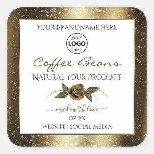 Luxury White and Gold Brown Product Labels Logo
