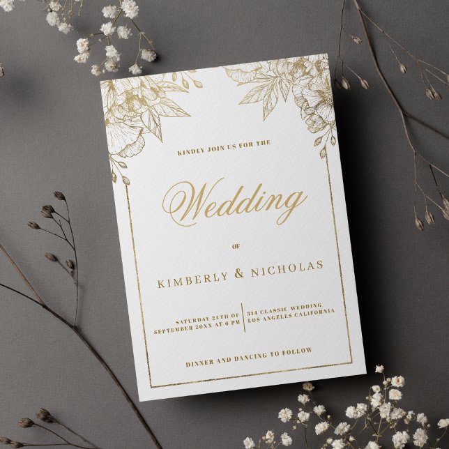 Luxury white and gold floral wedding invitation (Luxury white and gold floral wedding)