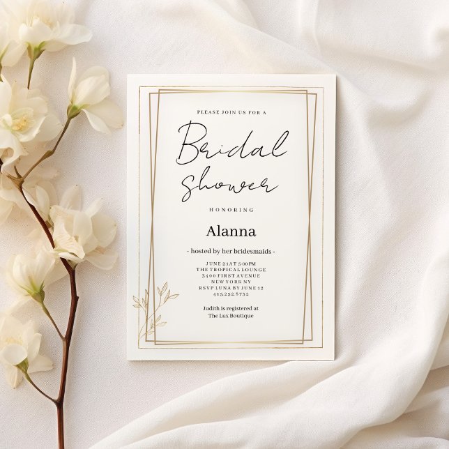 Luxury white and gold minimalist Bridal Shower Invitation (Luxury white and gold minimalist Bridal Shower )