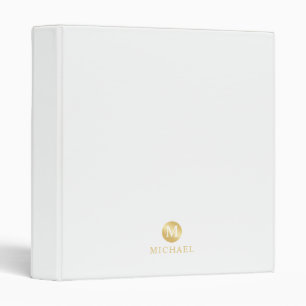 Luxury White and Gold Personalized Monogram Binder
