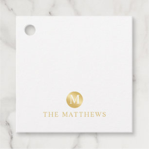 Luxury White and Gold Personalized Monogram Favour Tags