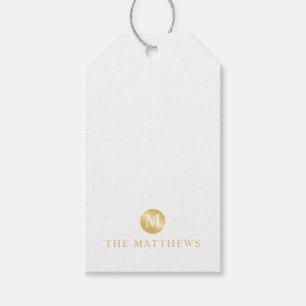 Luxury White and Gold Personalized Monogram Gift Tags