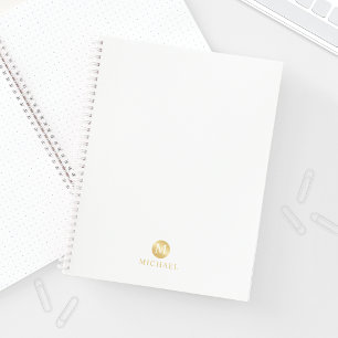 Luxury White and Gold Personalized Monogram Notebook