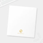 Luxury White and Gold Personalized Monogram Notepad<br><div class="desc">Luxury White and Gold Design
featuring white monogram in gold circle element with name in gold professional font style on white background.

Please Note : The foil details are simulated in the artwork. No actual foil will be used in the making of this product.</div>