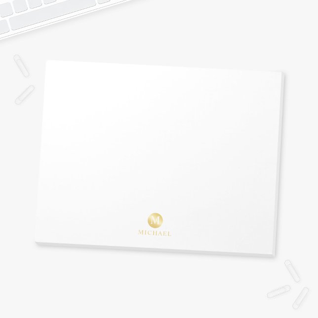 Luxury White and Gold Personalized Monogram Notepad (Creator Uploaded)