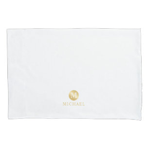 Luxury White and Gold Personalized Monogram Pillowcase