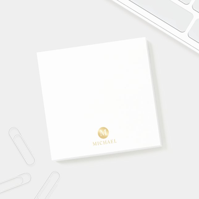 Luxury White and Gold Personalized Monogram Post-it Notes (Creator Uploaded)