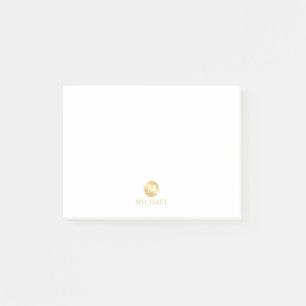 Luxury White and Gold Personalized Monogram Post-it Notes