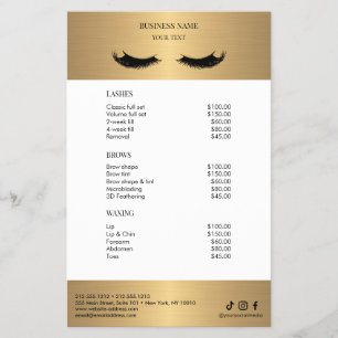 Luxury white and Gold Salon Price List Flyer