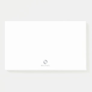 Luxury White and Silver Personalized Monogram Post-it Notes