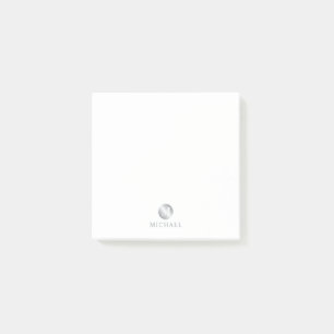 Luxury White and Silver Personalized Monogram Post-it Notes