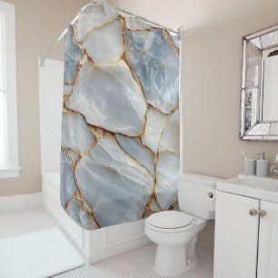Luxury White Blue Marble & Gold Veins Agate Stone
