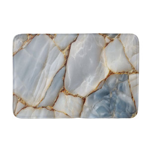 Luxury White Blue Marble & Gold Veins Agate Stone Bath Mat