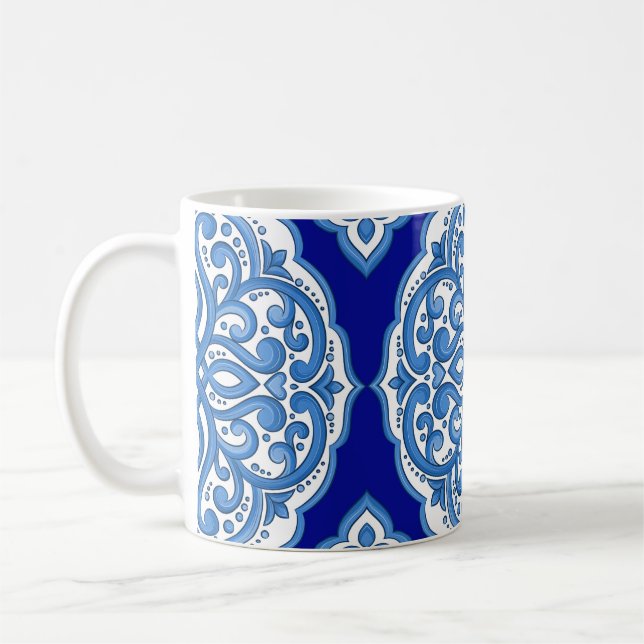 Luxury white-blue, Turkish ornament. Coffee Mug (Left)