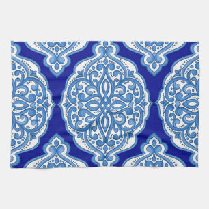 Luxury white-blue, Turkish ornament. Kitchen Towel