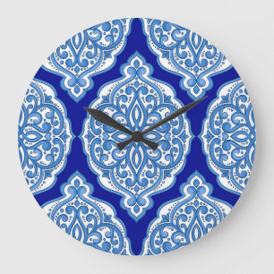 Luxury white-blue, Turkish ornament. Large Clock