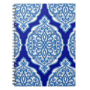 Luxury white-blue, Turkish ornament. Notebook