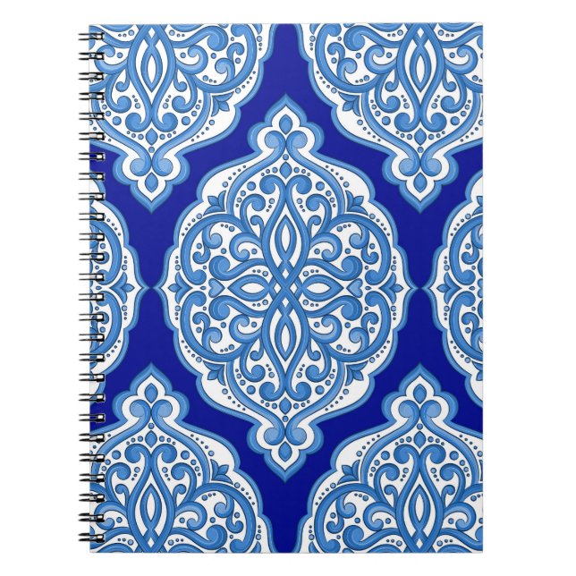 Luxury white-blue, Turkish ornament. Notebook (Front)
