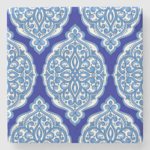 Luxury white-blue, Turkish ornament. Stone Coaster