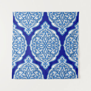 Luxury white-blue, Turkish ornament. Tapestry