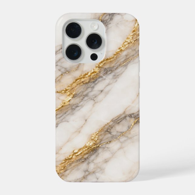 Luxury White Calacatta Marble with Gold Veins iPhone Case (Back)