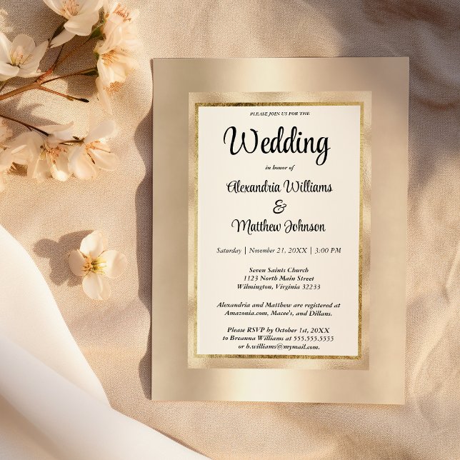 Luxury white champagne gold glamour Wedding Invitation (Luxury white champagne gold glamour Wedding)