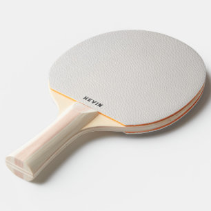 Luxury White Faux Leather Gray Monogram Ping Pong Paddle