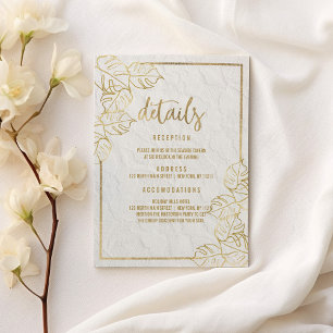Luxury white gold French floral lace Details Enclosure Card