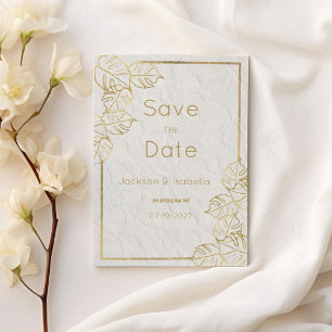 Luxury white gold French floral lace Save the Date Invitation